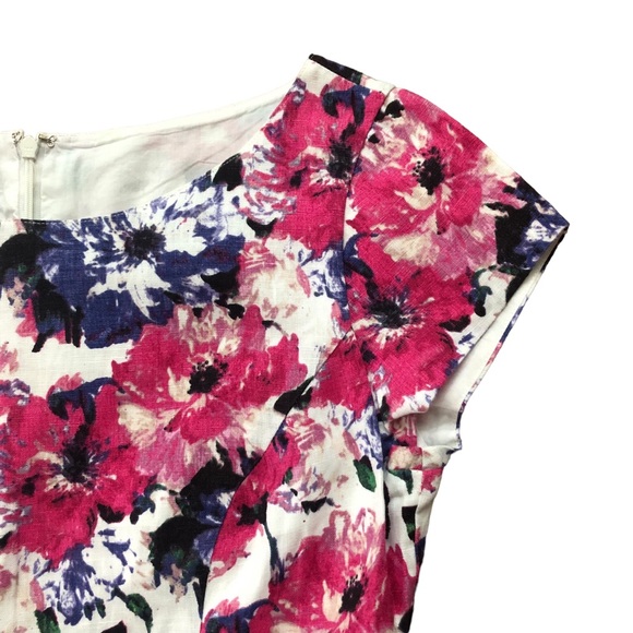 Beautiful Laura Ashley Linen Summer Dress Pink Floral Wedding - Picture 3 of 7